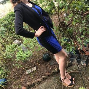 Black and Blue Bodycon Dress by Cache